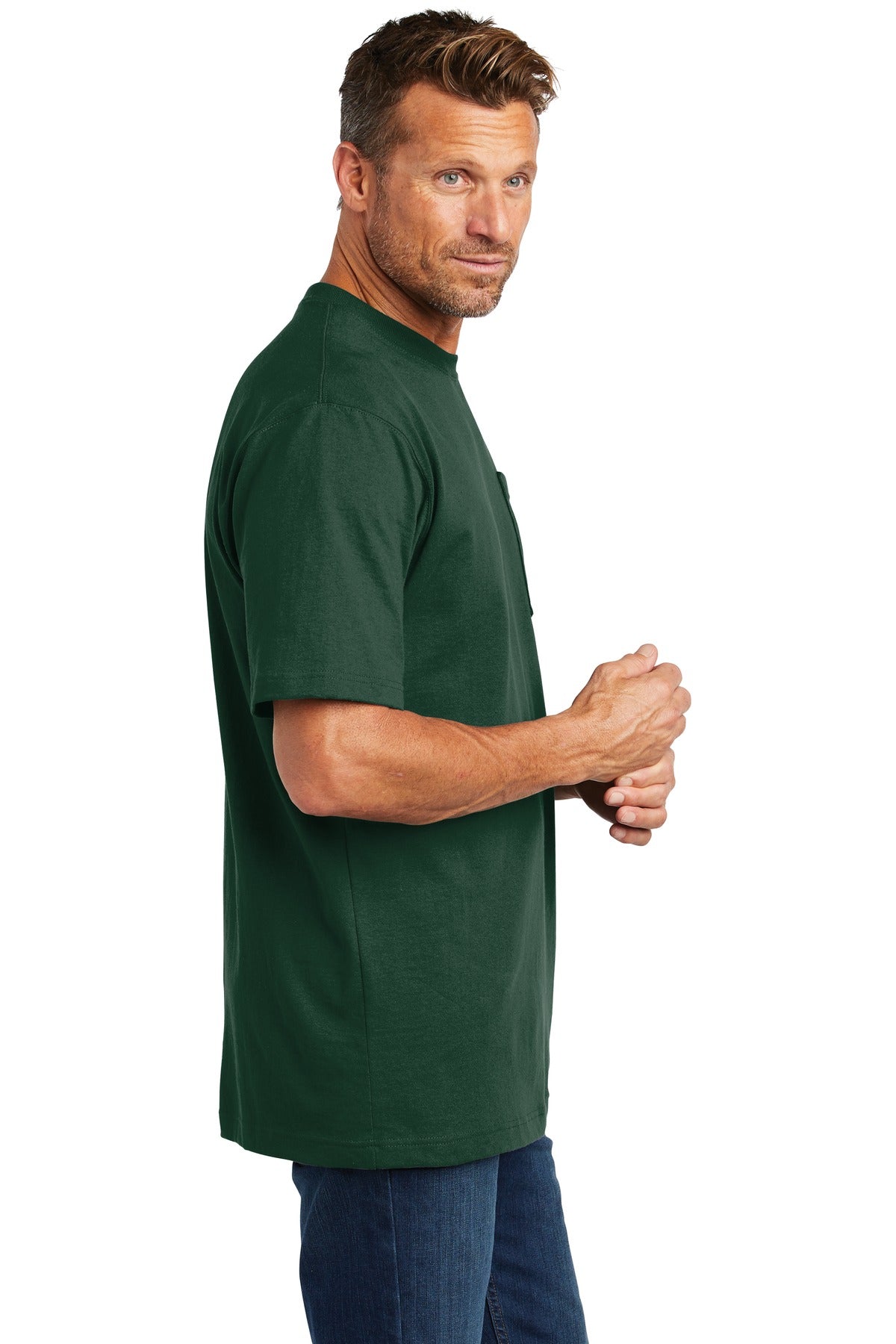 carhartt tall workwear pocket short sleeve t-shirt cttk87 hunter green