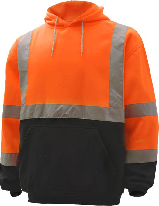 GSS Class 3 Safety Pullover Fleece Sweatshirt 7002 Orange with Black Bottom