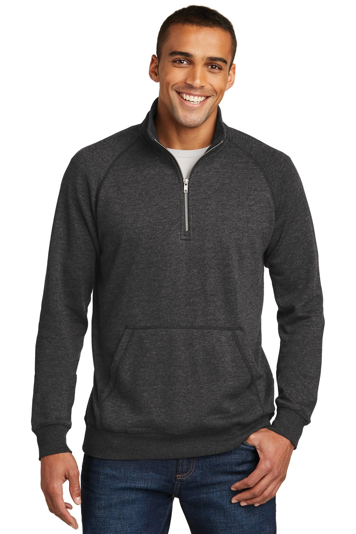 district made heathered black dm392 custom logo sweatshirts