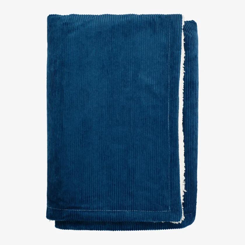 Field and Co Corduroy Sherpa Blanket, Navy