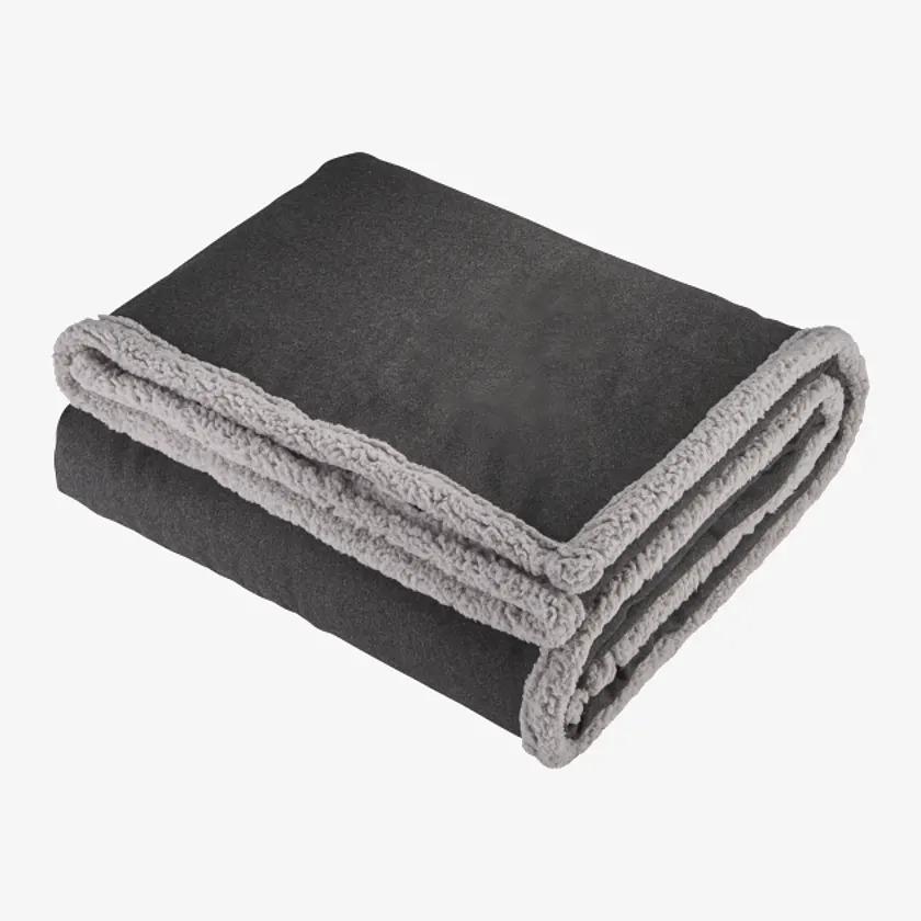 Field & Co Oversized Wool Sherpa Blanket, Charcoal