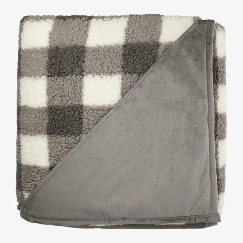 Field & Co Double Sided Plaid Sherpa Blanket, White