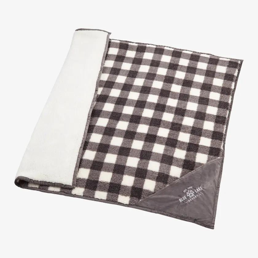 Field & Co Double Sided Plaid Sherpa Blanket, White