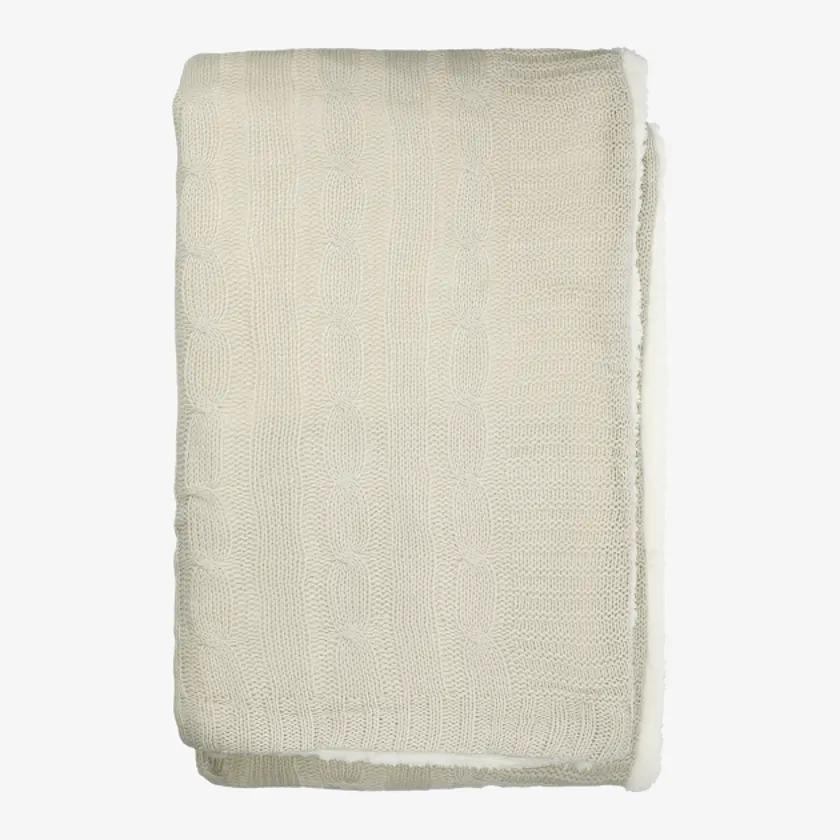 Field & Co Cable Knit Sherpa Blanket, Cream