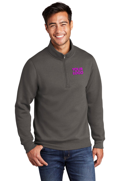 Port & Company Custom Cadet Collar Pullovers, Charcoal