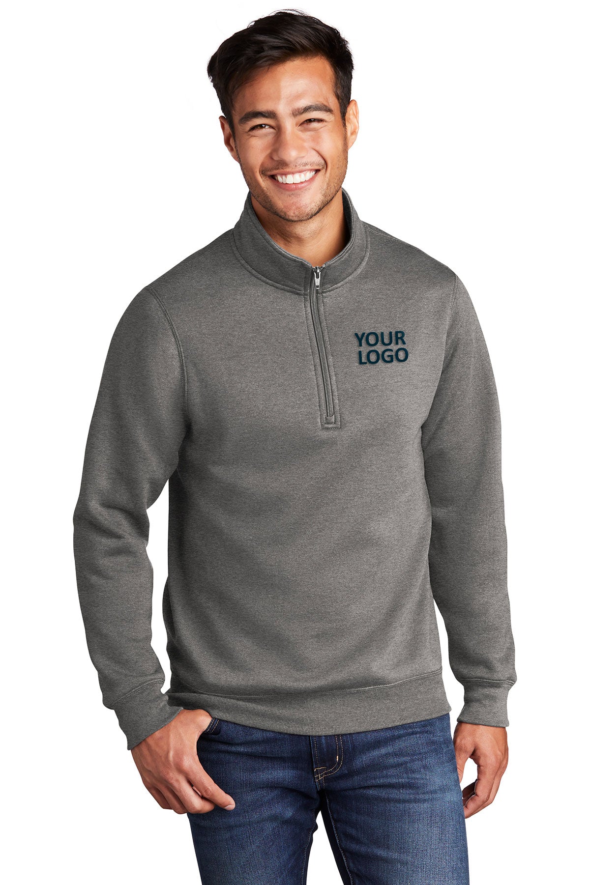 Port & Company Core Fleece Customized Quarter Zips, Graphite Heather [Century Sales and Management]