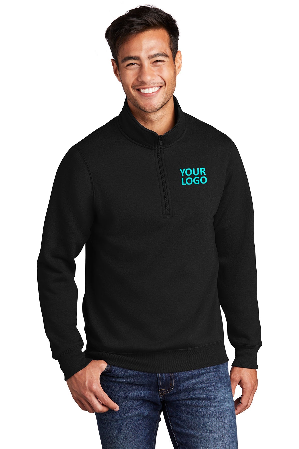 Port & Company Core Fleece Custom Quarter Zips, Jet Black