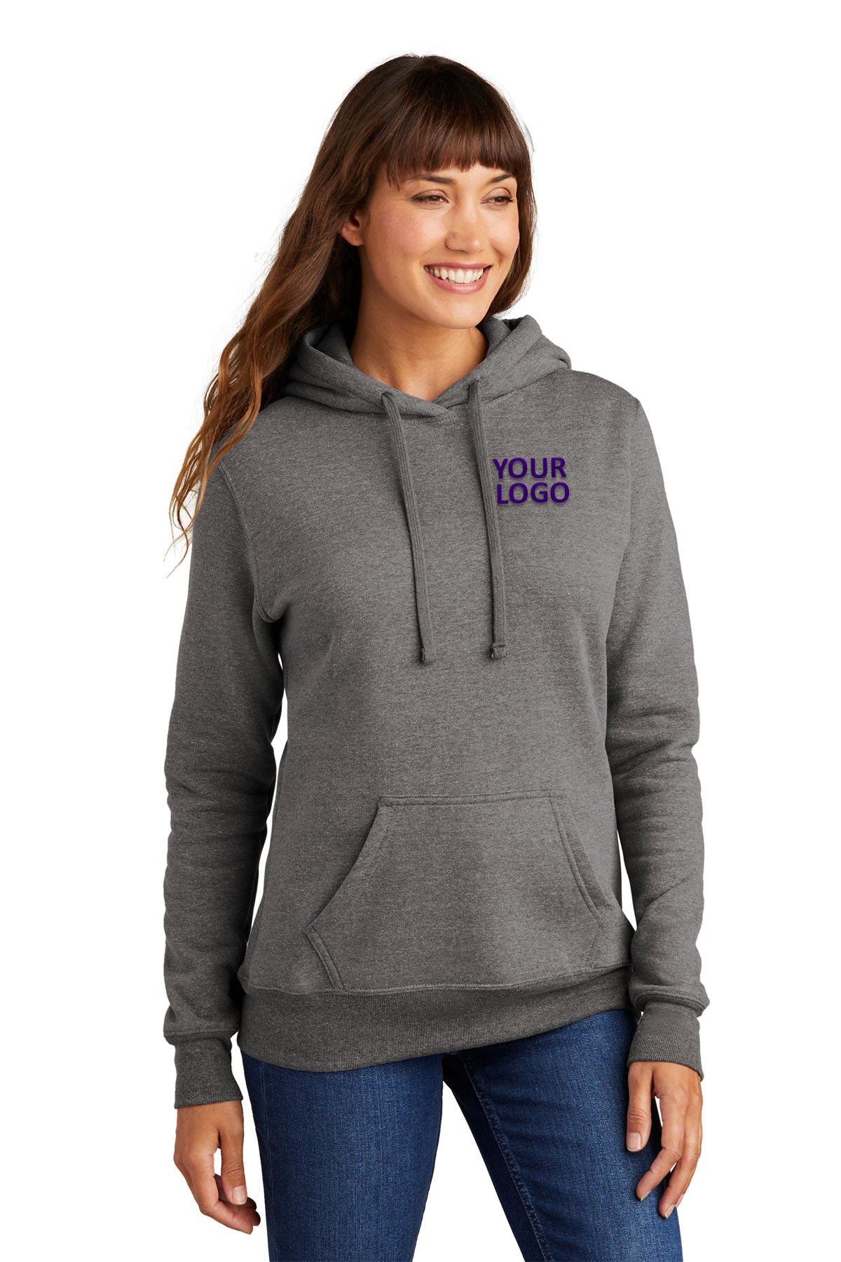 Port & Company Ladies Core Fleece Pullover Hooded Sweatshirt LPC78H Graphite Heather