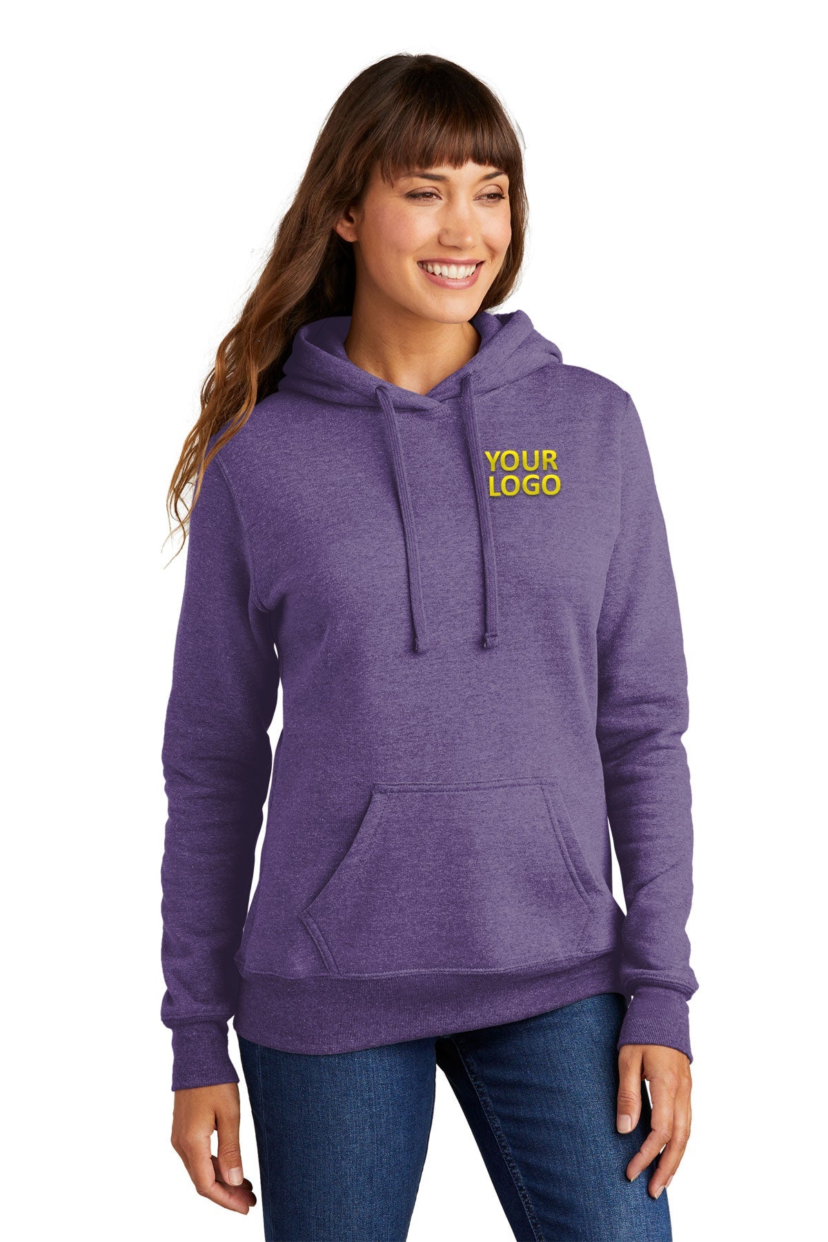 Port & Company Ladies Core Fleece Pullover Hooded Sweatshirt LPC78H Heather Purple