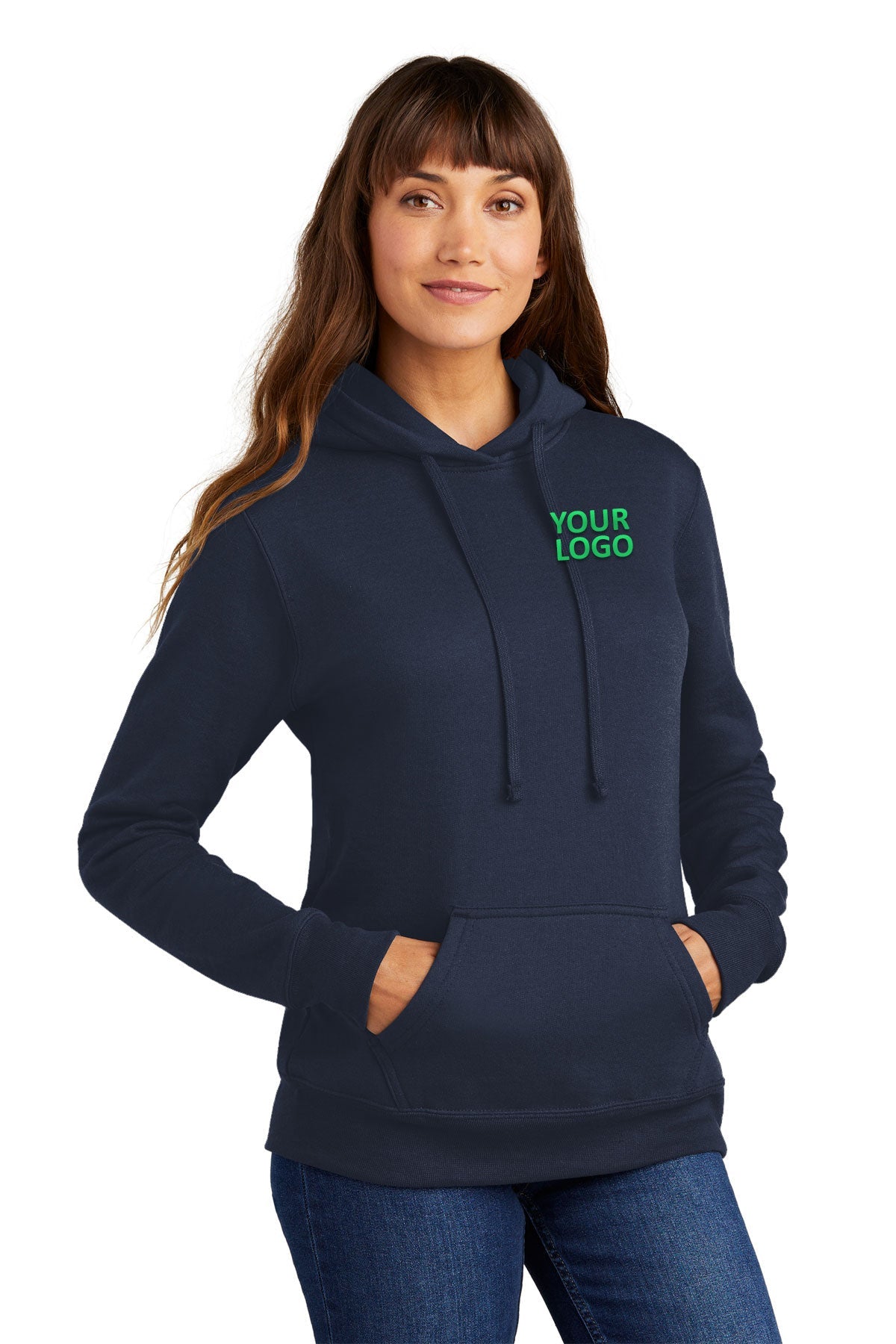 Port & Company Ladies Core Fleece Pullover Hooded Sweatshirt LPC78H Navy