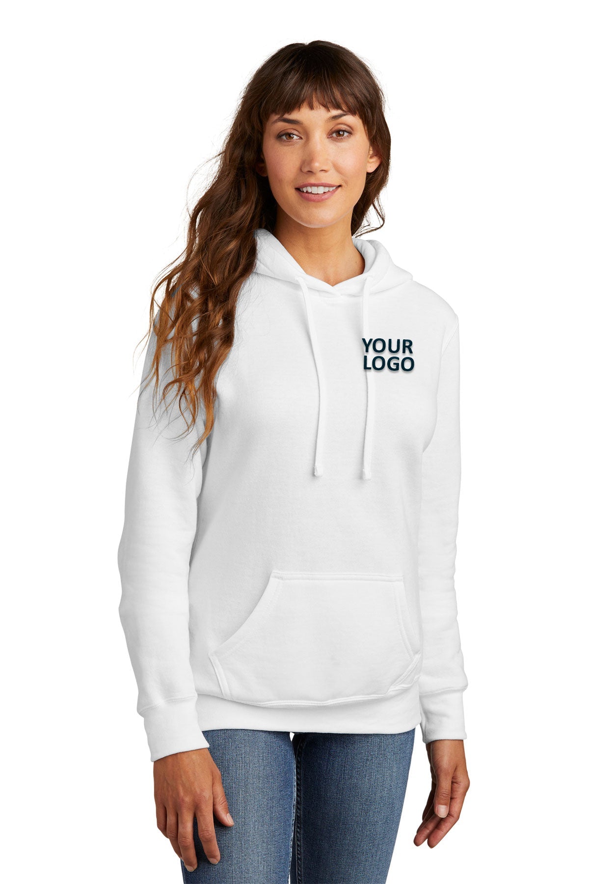 Port & Company Ladies Core Fleece Pullover Hooded Sweatshirt LPC78H White