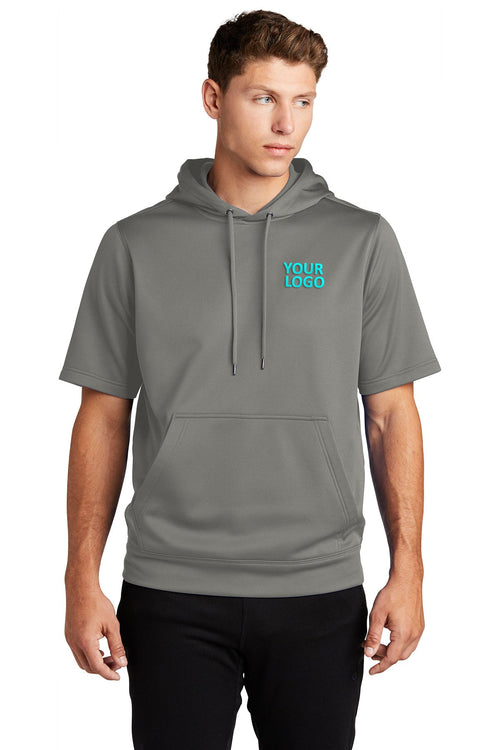 Sport-Tek Ladies Sport-Wick Fleece Colorblock Custom Hooded Pullovers, White/ Dark Smoke Grey