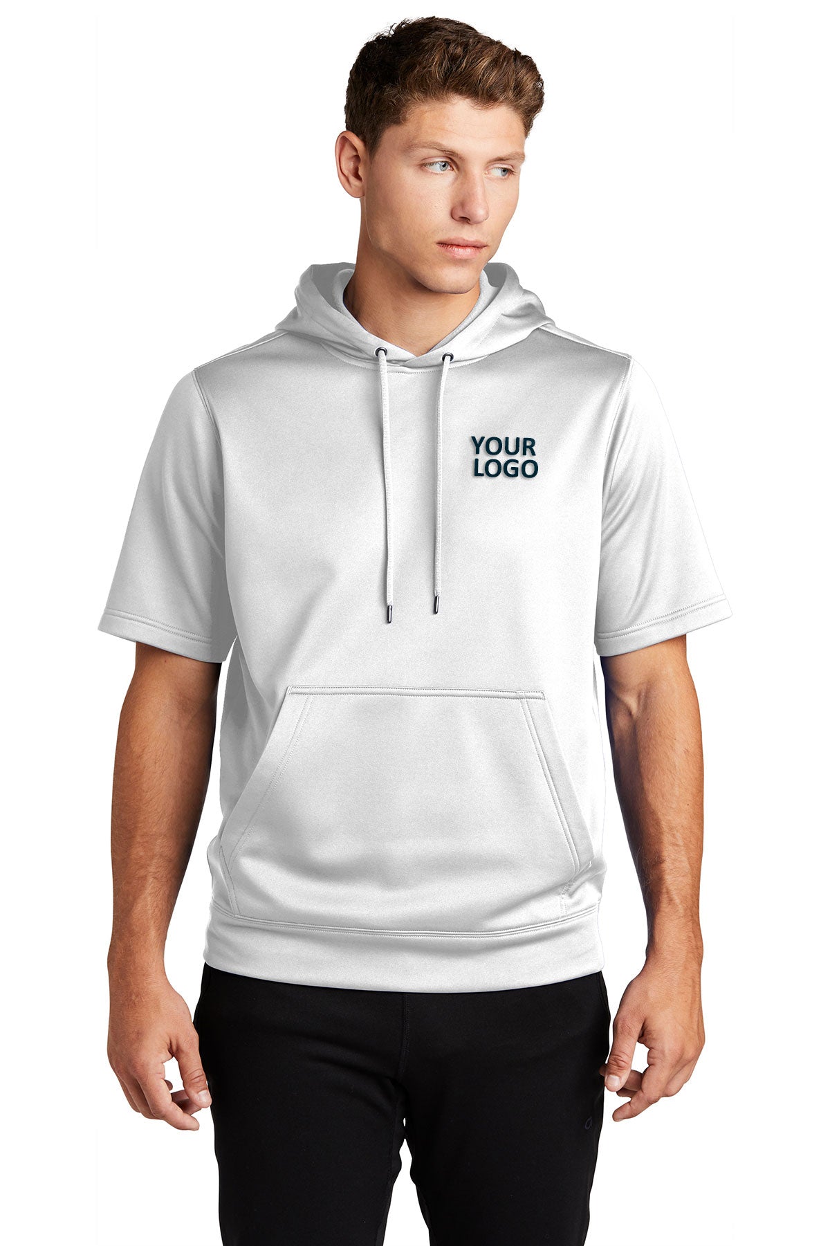 Sport-Tek Sport-Wick Fleece Short Sleeve Hooded Pullover ST251 White