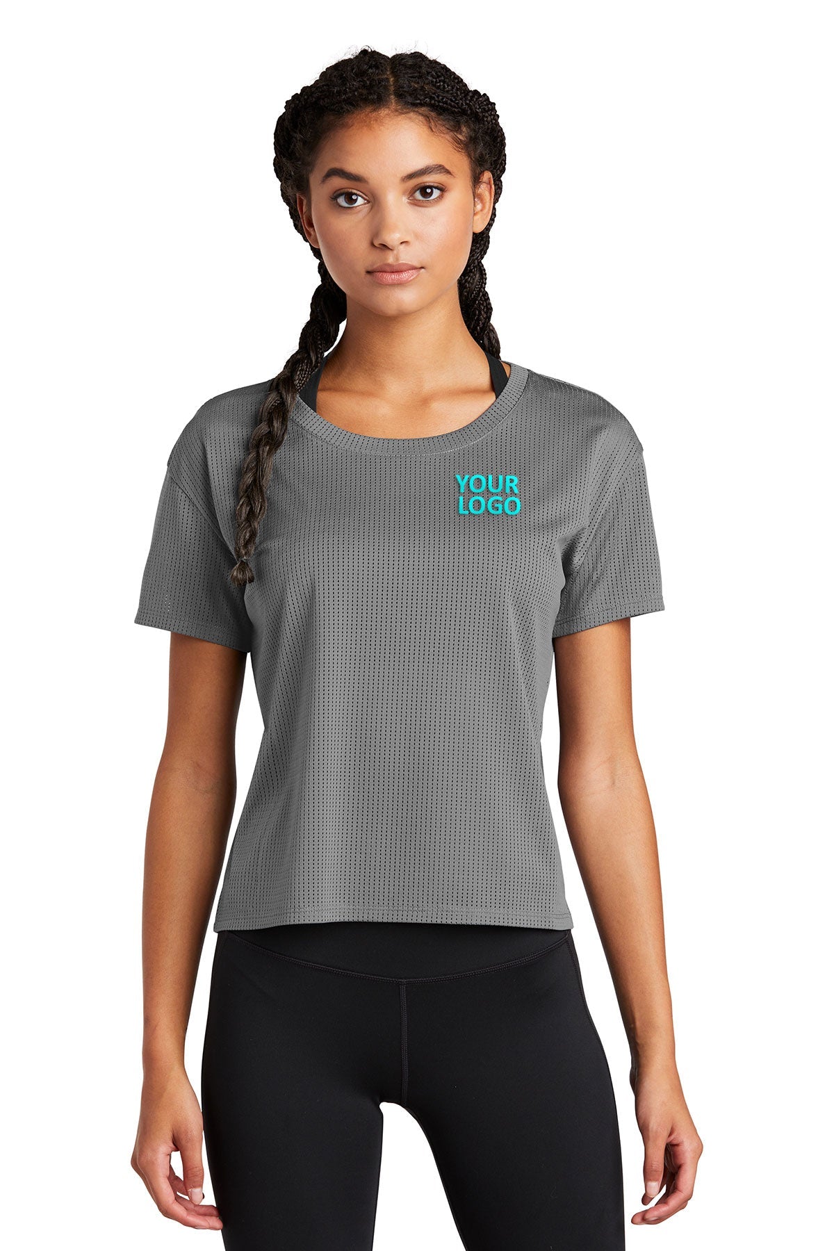 Sport-Tek Ladies PosiCharge Tri-Blend Wicking Draft Crop Branded Tee's, Dark Grey