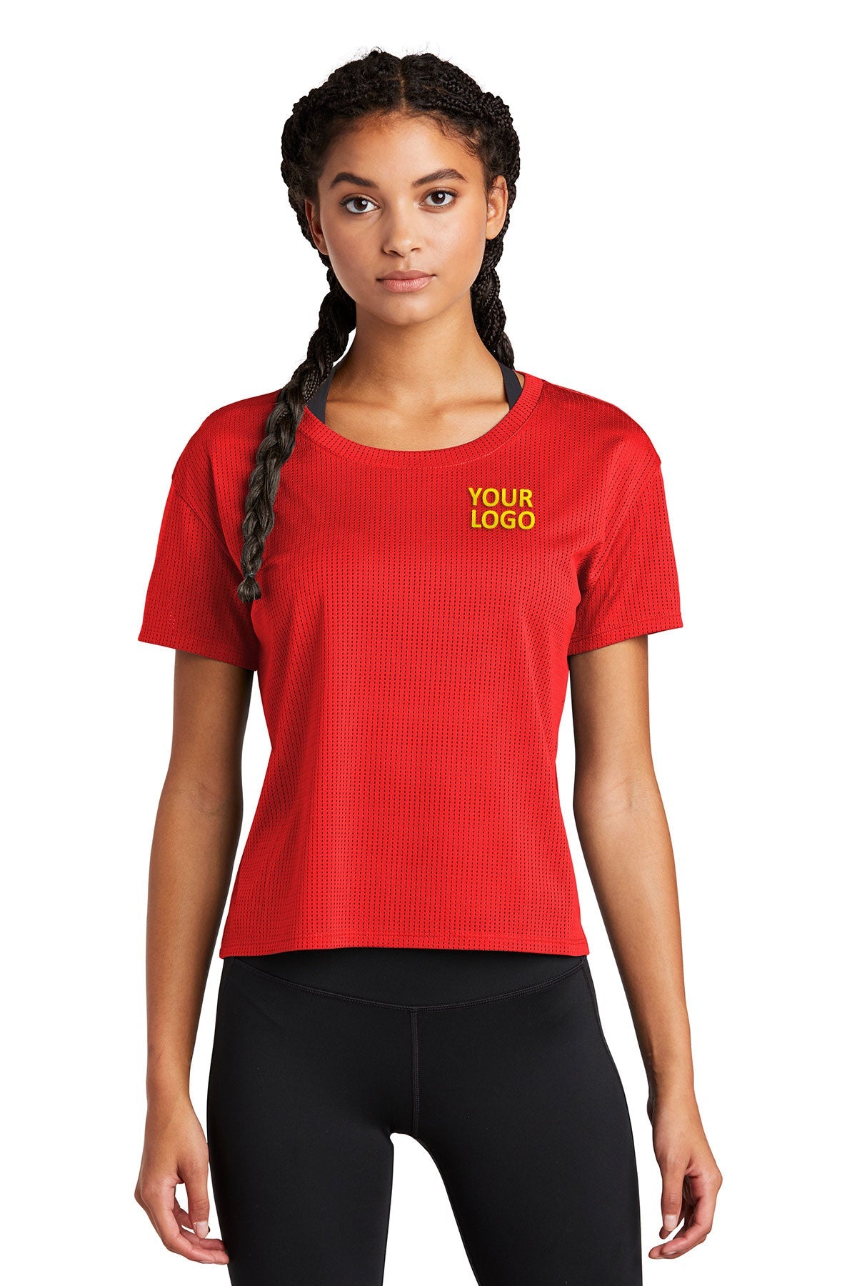 Sport-Tek Ladies PosiCharge Tri-Blend Wicking Draft Crop Customized Tee's, True Red