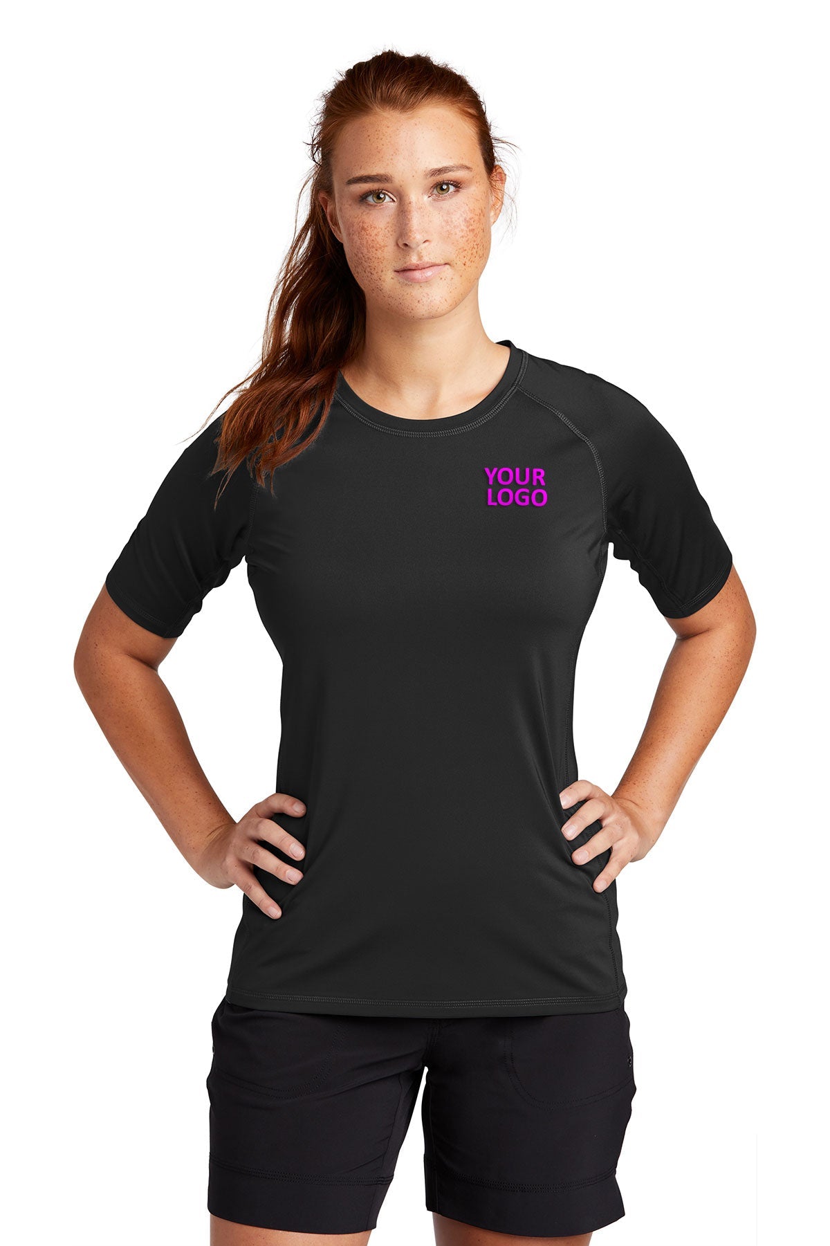 Sport-Tek Black LST470 custom polo shirts with logo