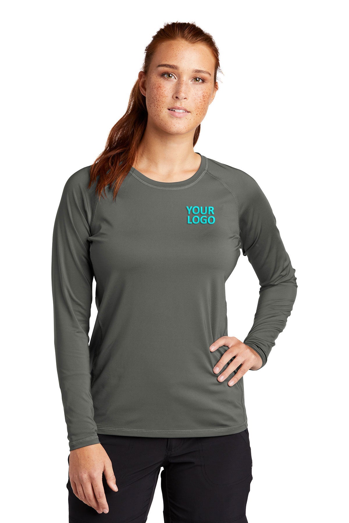 Sport-Tek Dark Smoke Grey LST470LS custom embroidered polo shirts