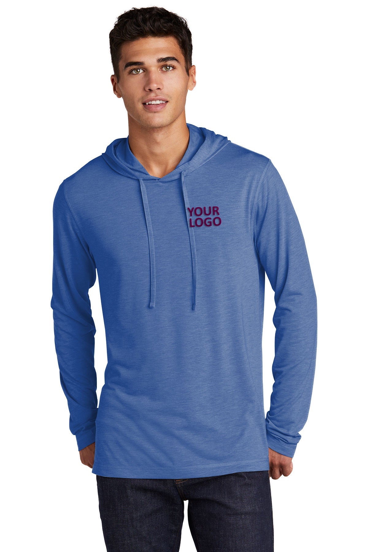 Sport-Tek PosiCharge Tri-Blend Wicking Long Sleeve Hoodie ST406 True Royal Heather