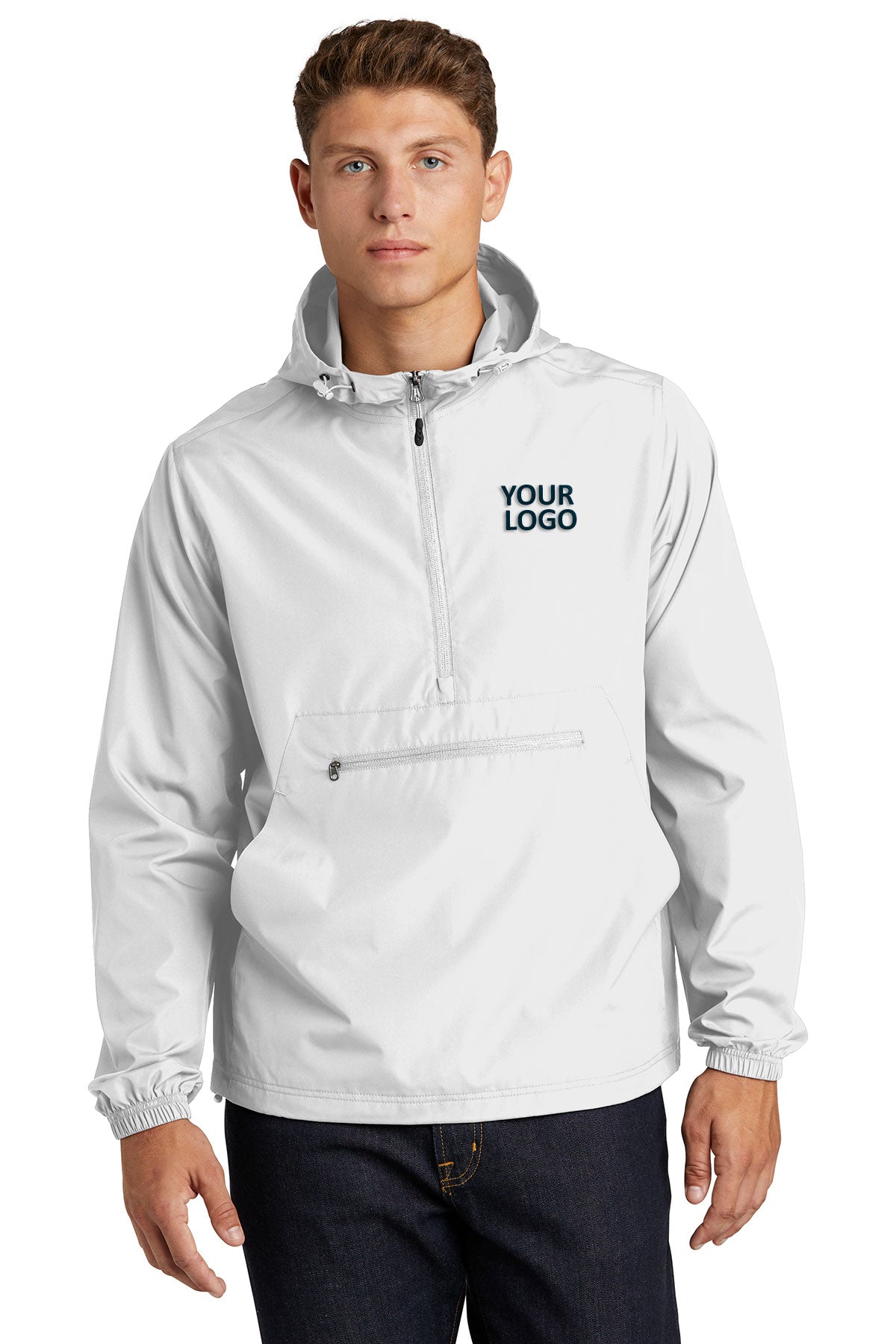 Sport-Tek Packable Custom Anorak Jackets, White [Zane Birts]