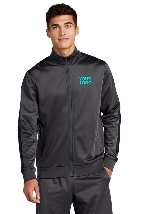 Sport-Tek Ladies Tricot Track Customized Jackets, Graphite Grey/ Black