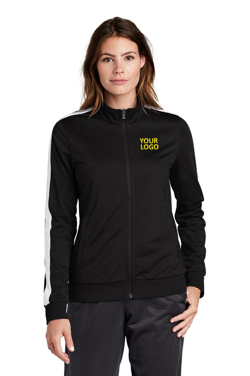 Sport-Tek Tricot Track Customized Jackets, Black/ White