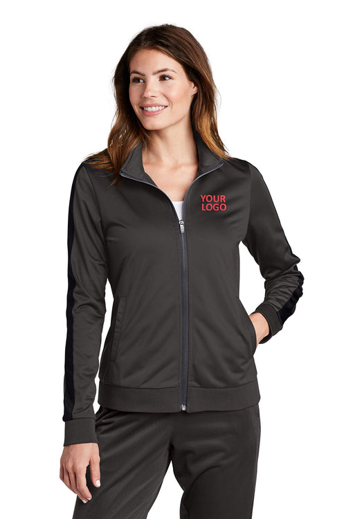 Sport-Tek Tricot Track Branded Jackets, Graphite Grey/ Black