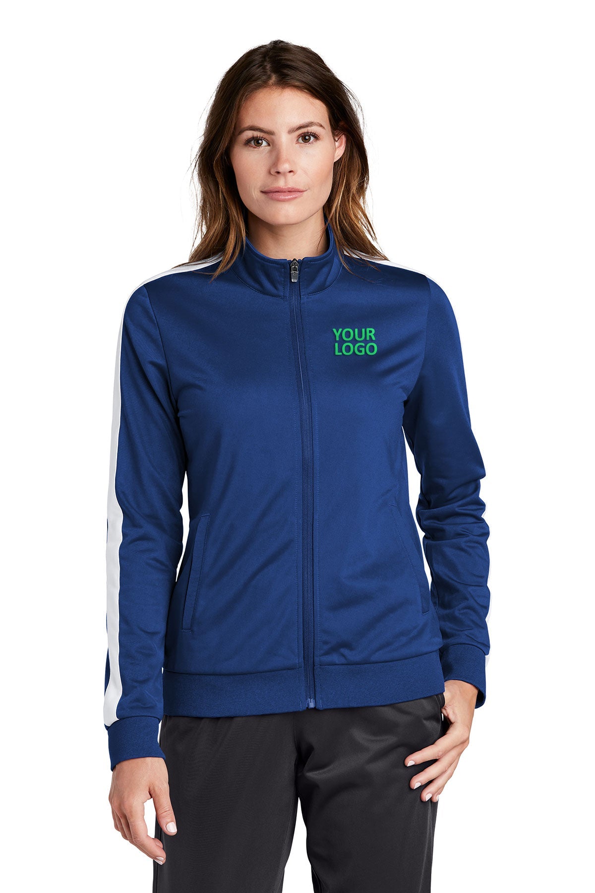 Sport-Tek Ladies Tricot Track Jacket LST94 True Royal/ White