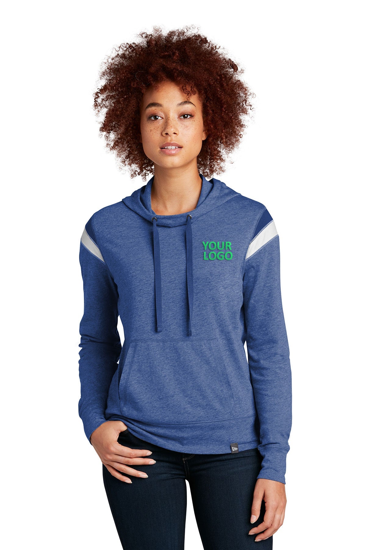 New Era Ladies Heritage Blend Varsity Hoodie LNEA108 Royal Heather/ Royal/ White