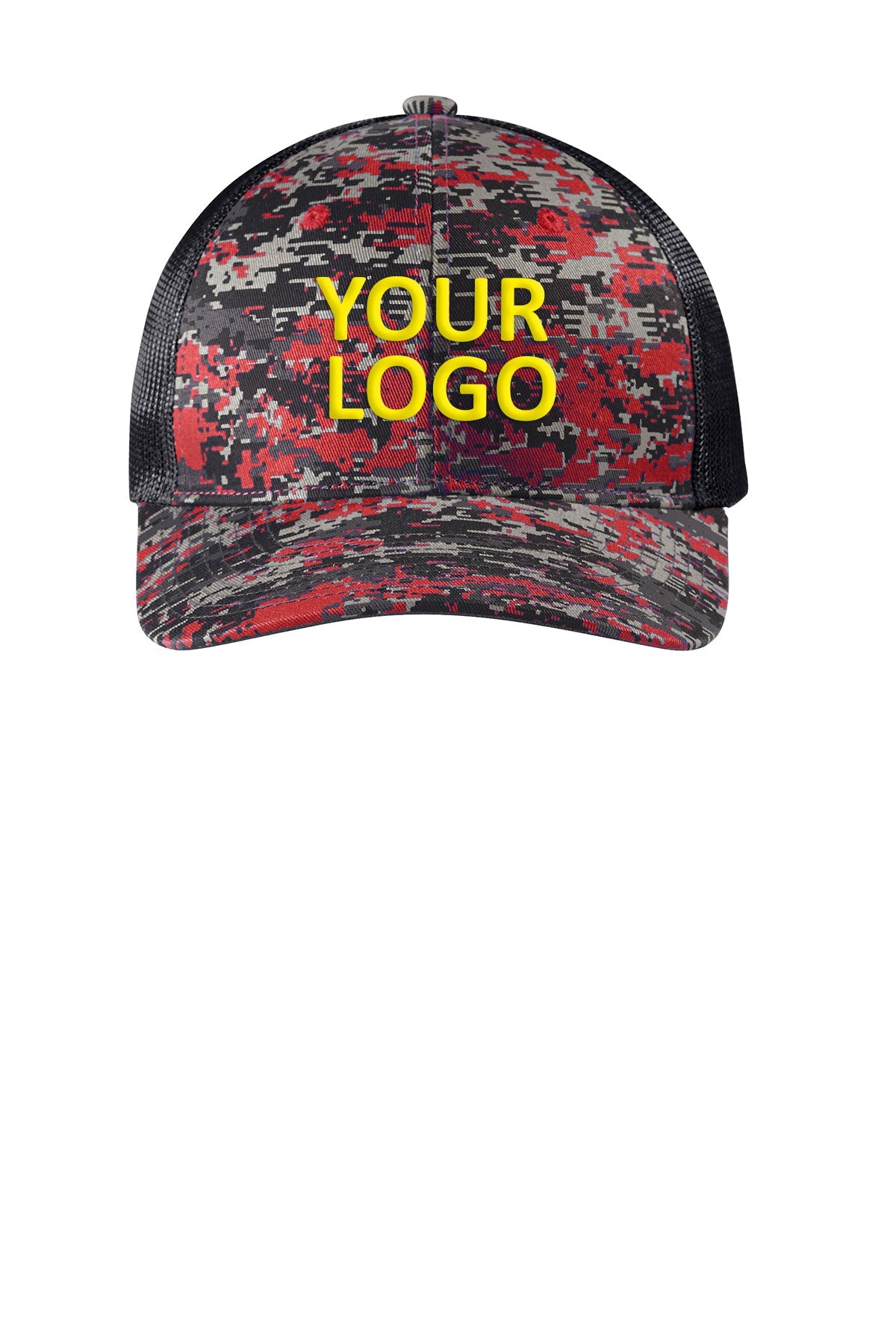 port authority digi camo snapback trucker cap C404 flame reddigi/ grey steel