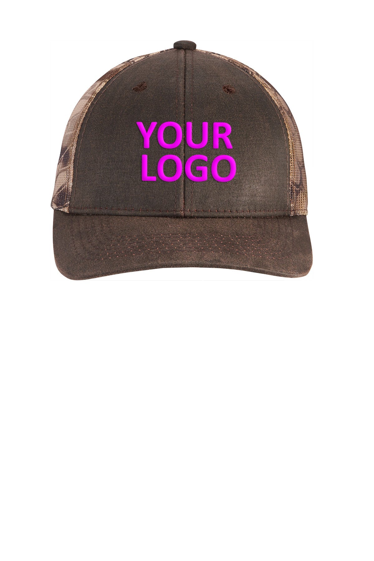 Port Authority Pigment Print Camouflage Mesh Back Branded Caps, Kryptek Highlander/Brown