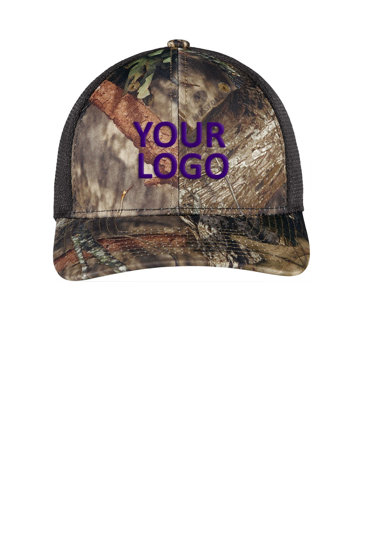 Port Authority Performance Camouflage Mesh Back Customized Snapback Caps, Mossy OakBreak-Up Country/ Black