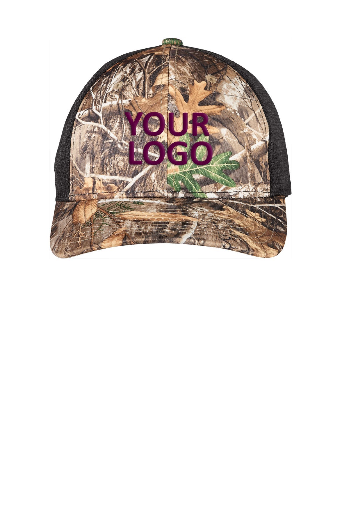 Port Authority Performance Camouflage Mesh Back Customized Snapback Caps, Realtree Edge/Black