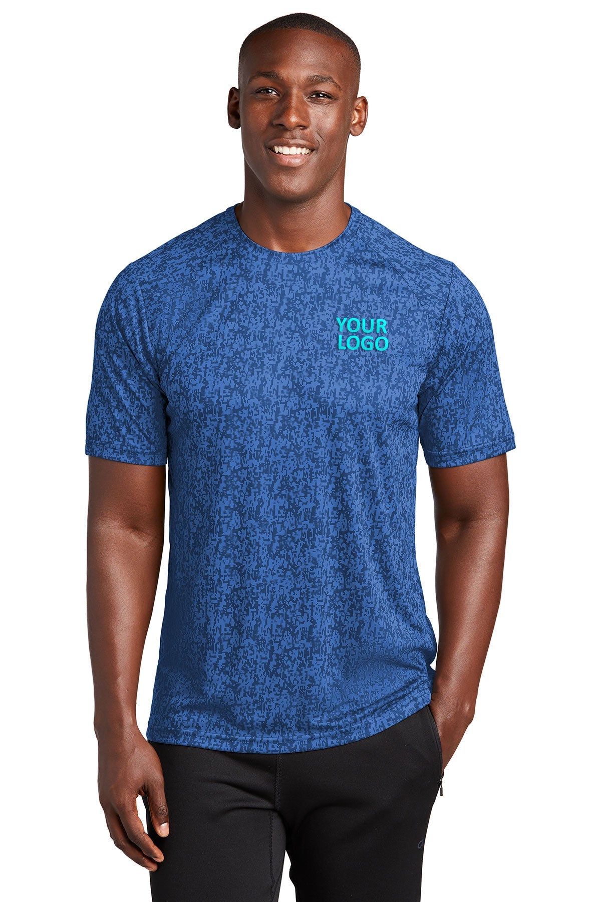 sport-tek digi camo tee st460 true royal