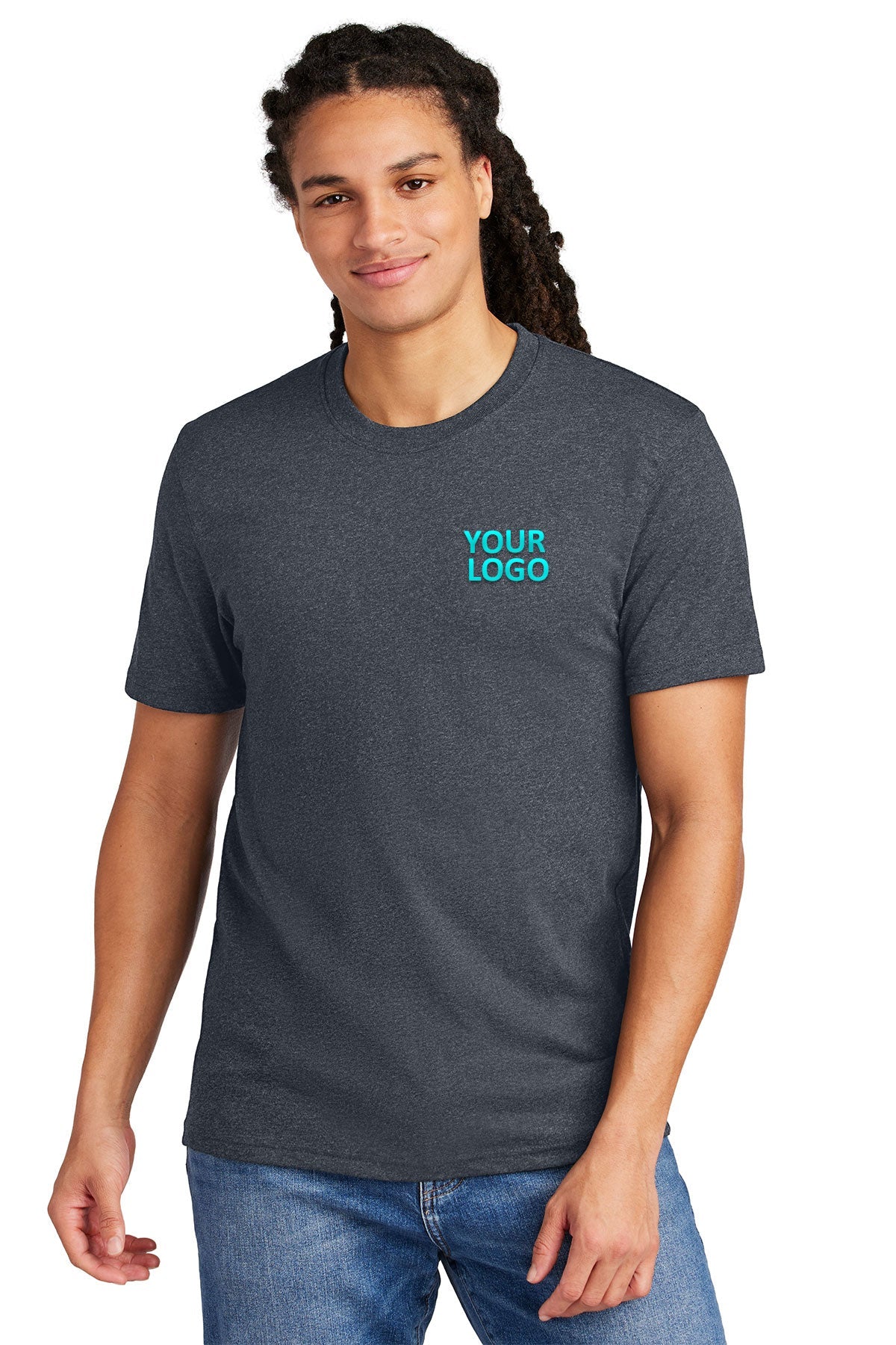 district re-tee dt8000 heathered navy