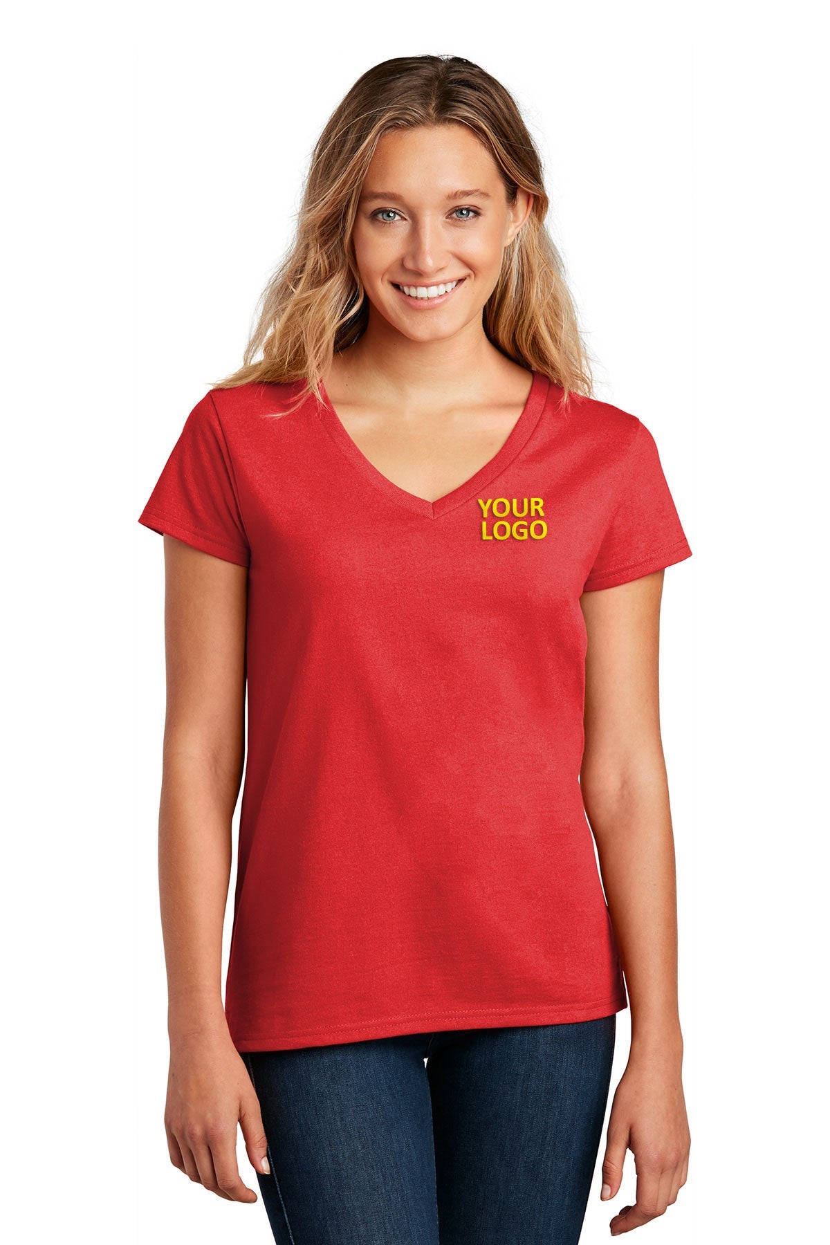 district women re-tee v-neck dt8001 ruby red