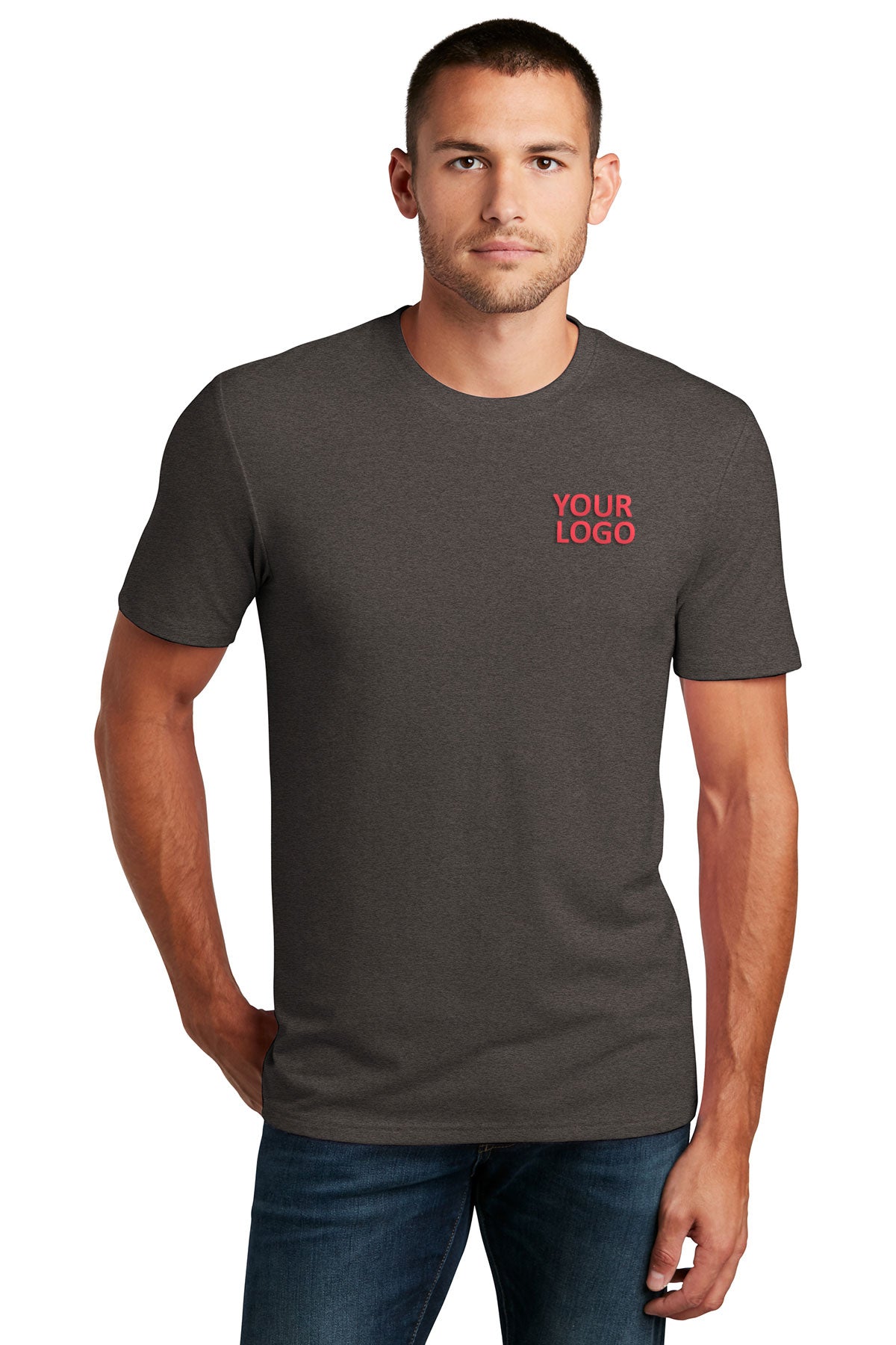 district flex tee dt7500 heathered charcoal