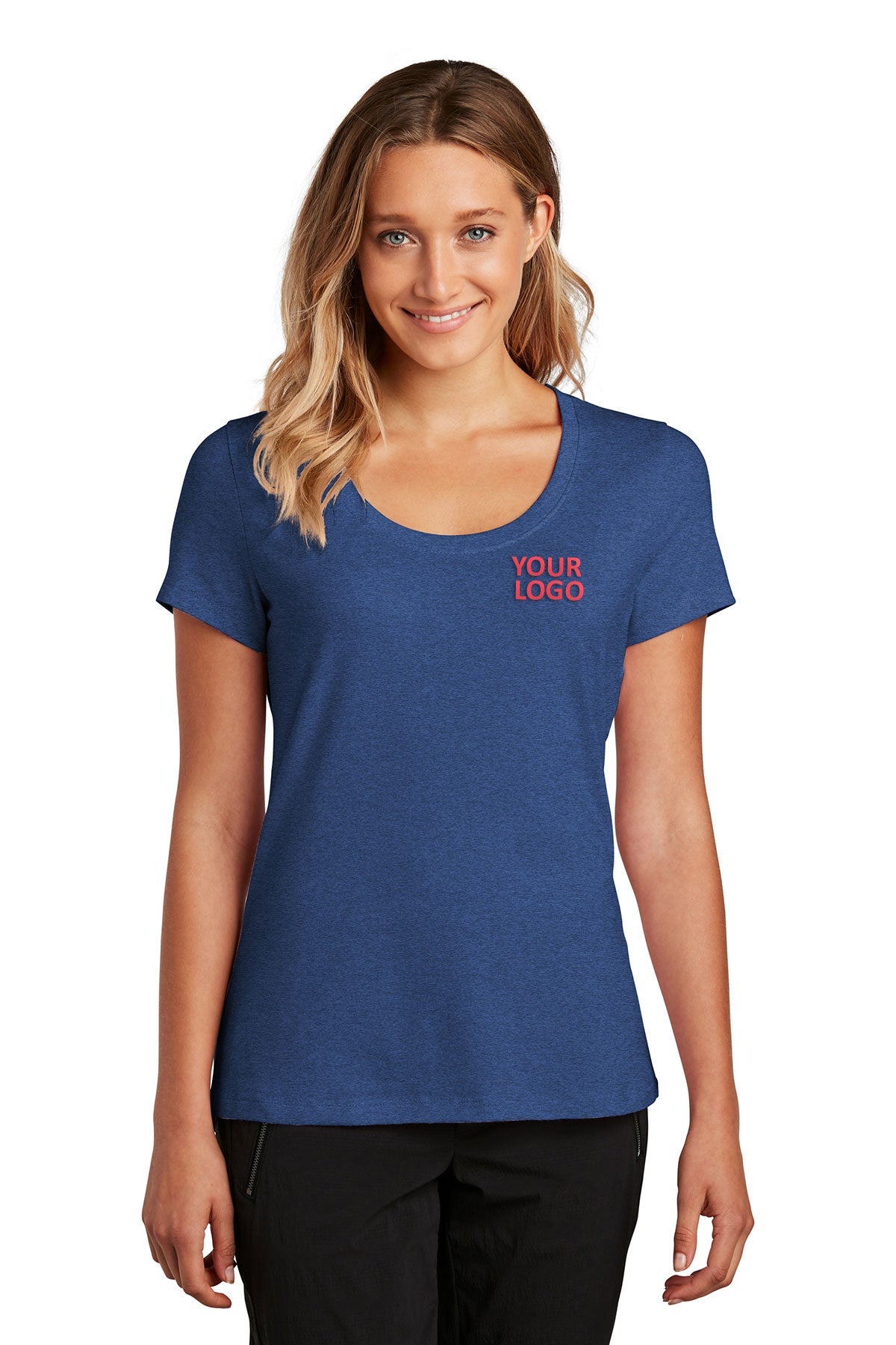 district women flex scoop neck tee dt7501 heathered deeproyal