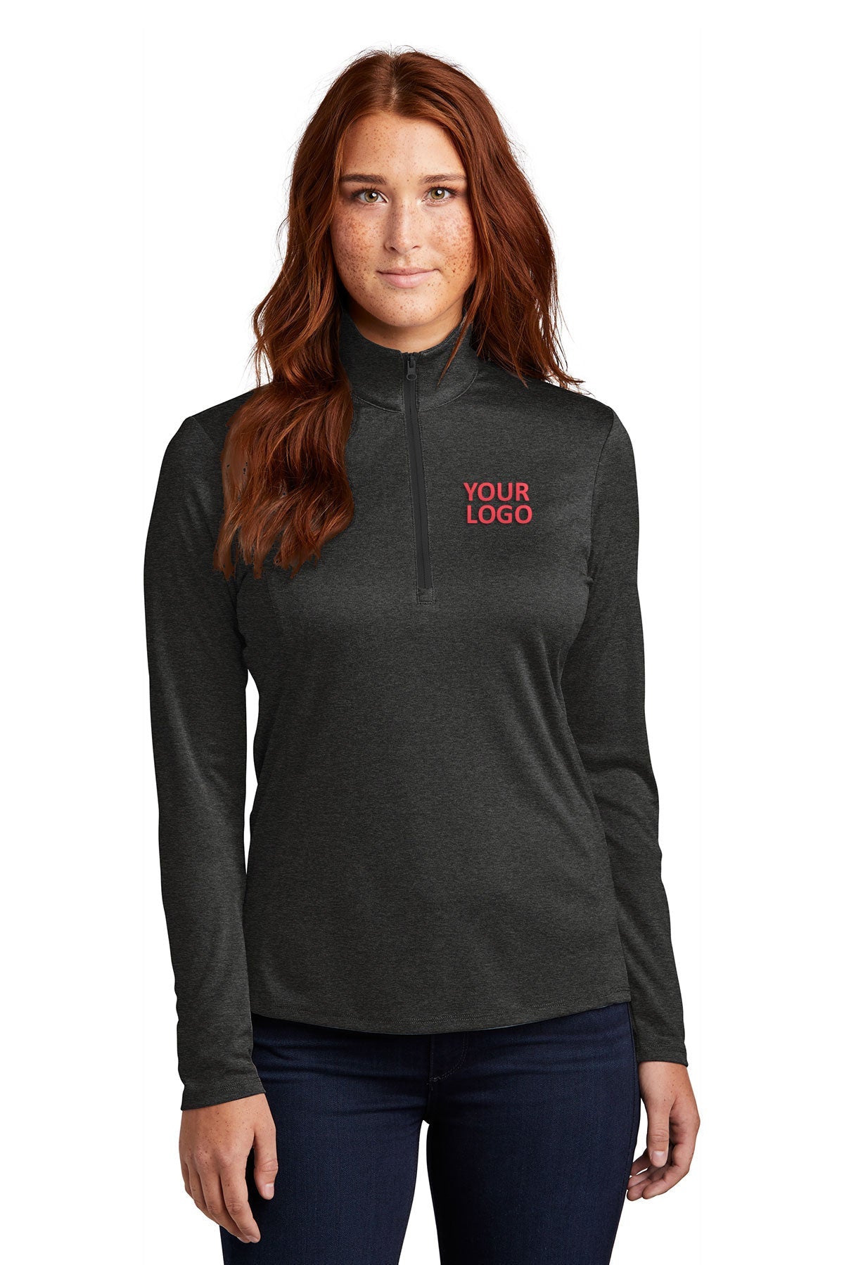 Sport-Tek Ladies Endeavor 1/4-Zip Pullover LST469 Black Heather