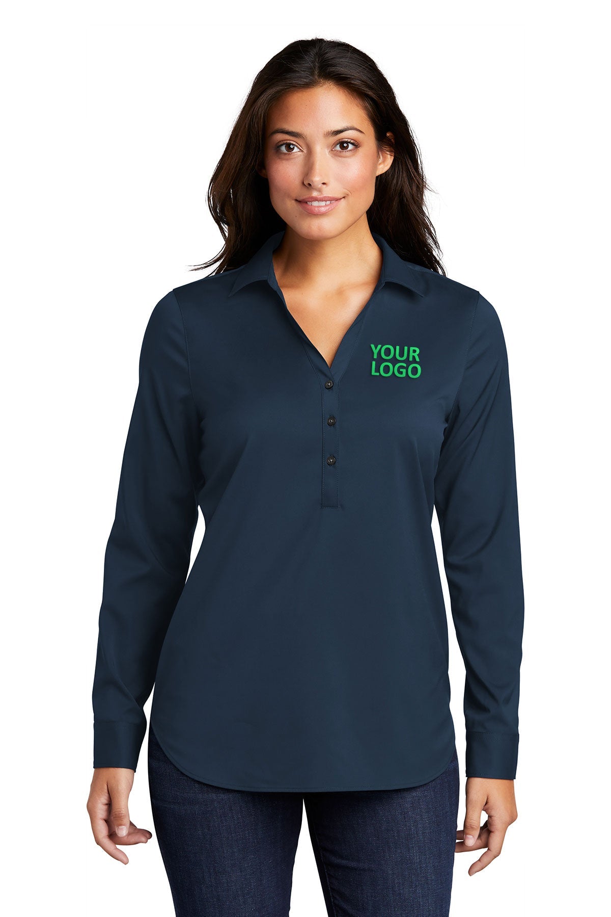 Port Authority River Blue Navy LW680 custom work shirts