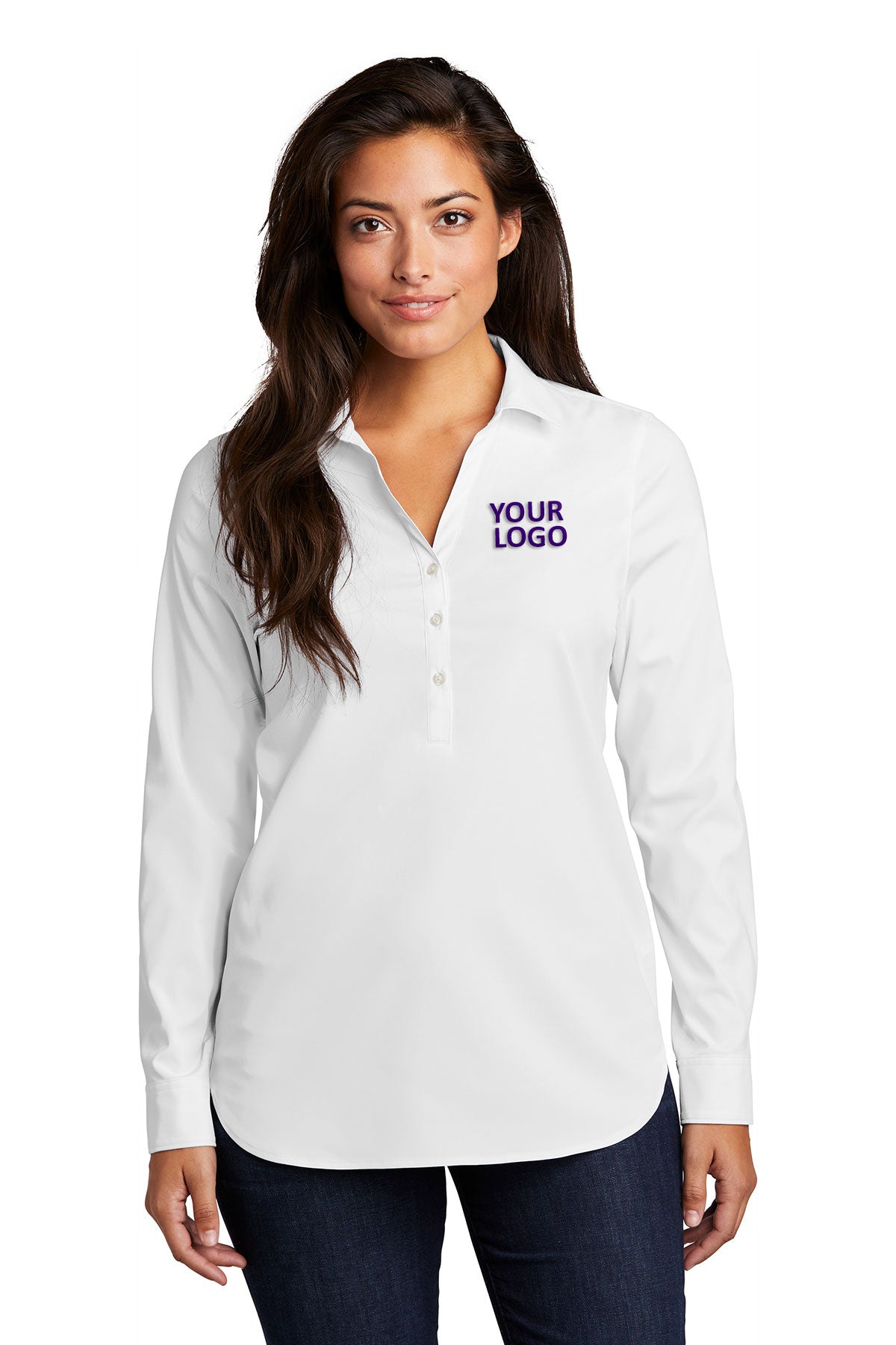 Port Authority White LW680 custom work shirts