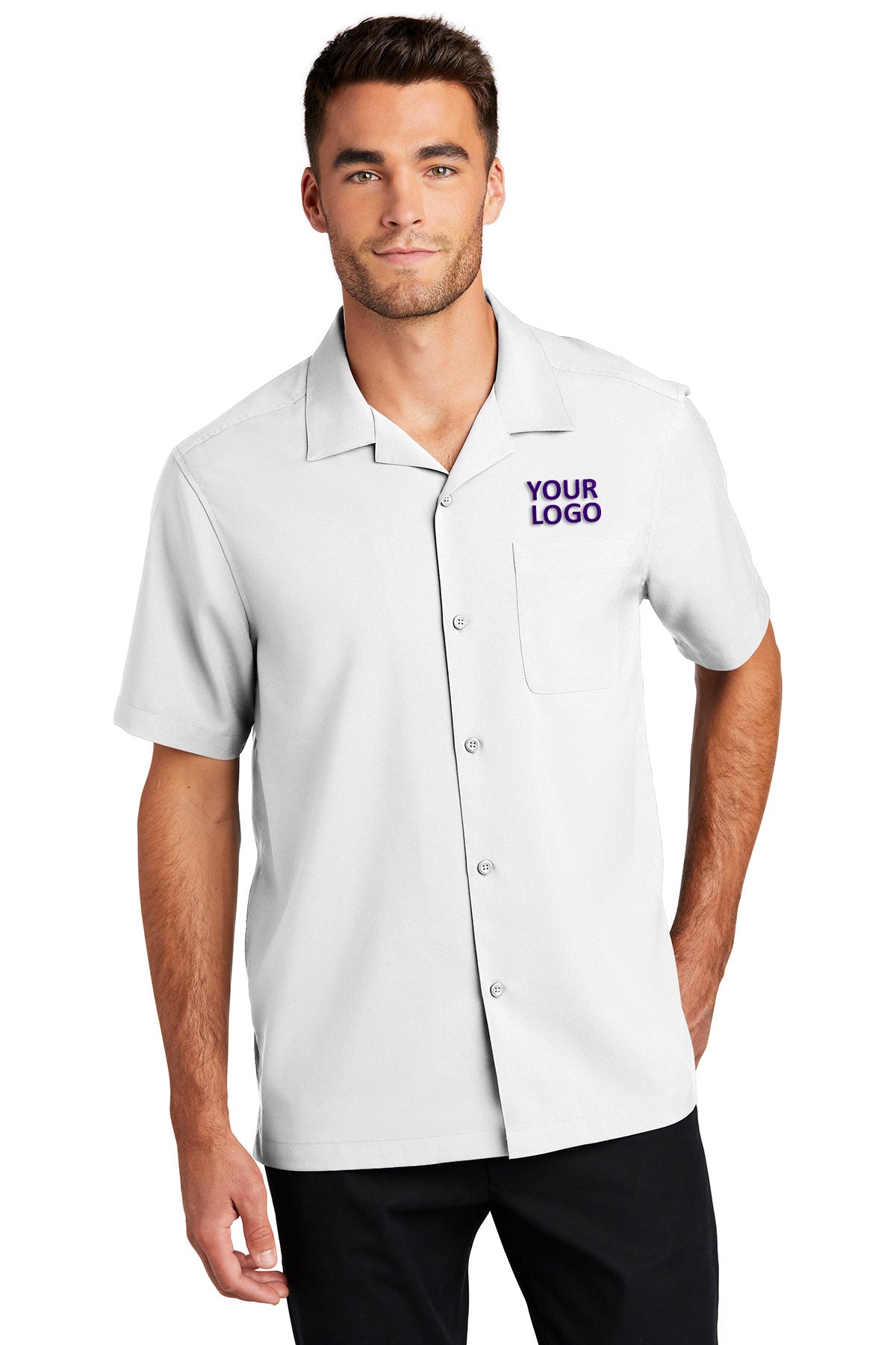 Port Authority White W400 custom embroidered shirts