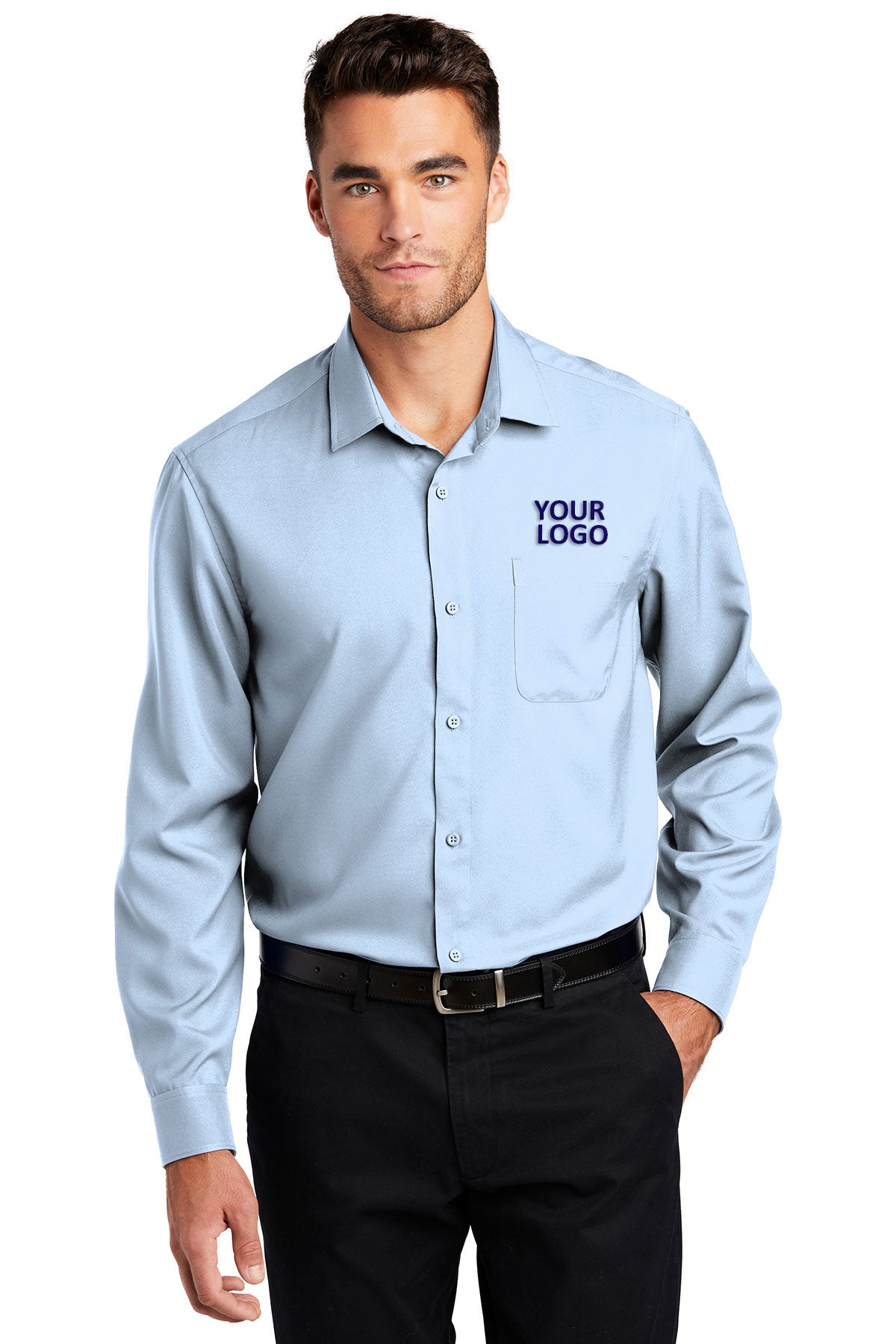 Port Authority Cloud Blue W401 custom work shirts