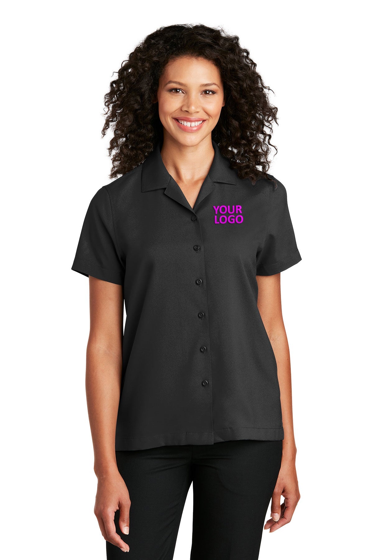 Port Authority Black LW400 custom embroidered shirts