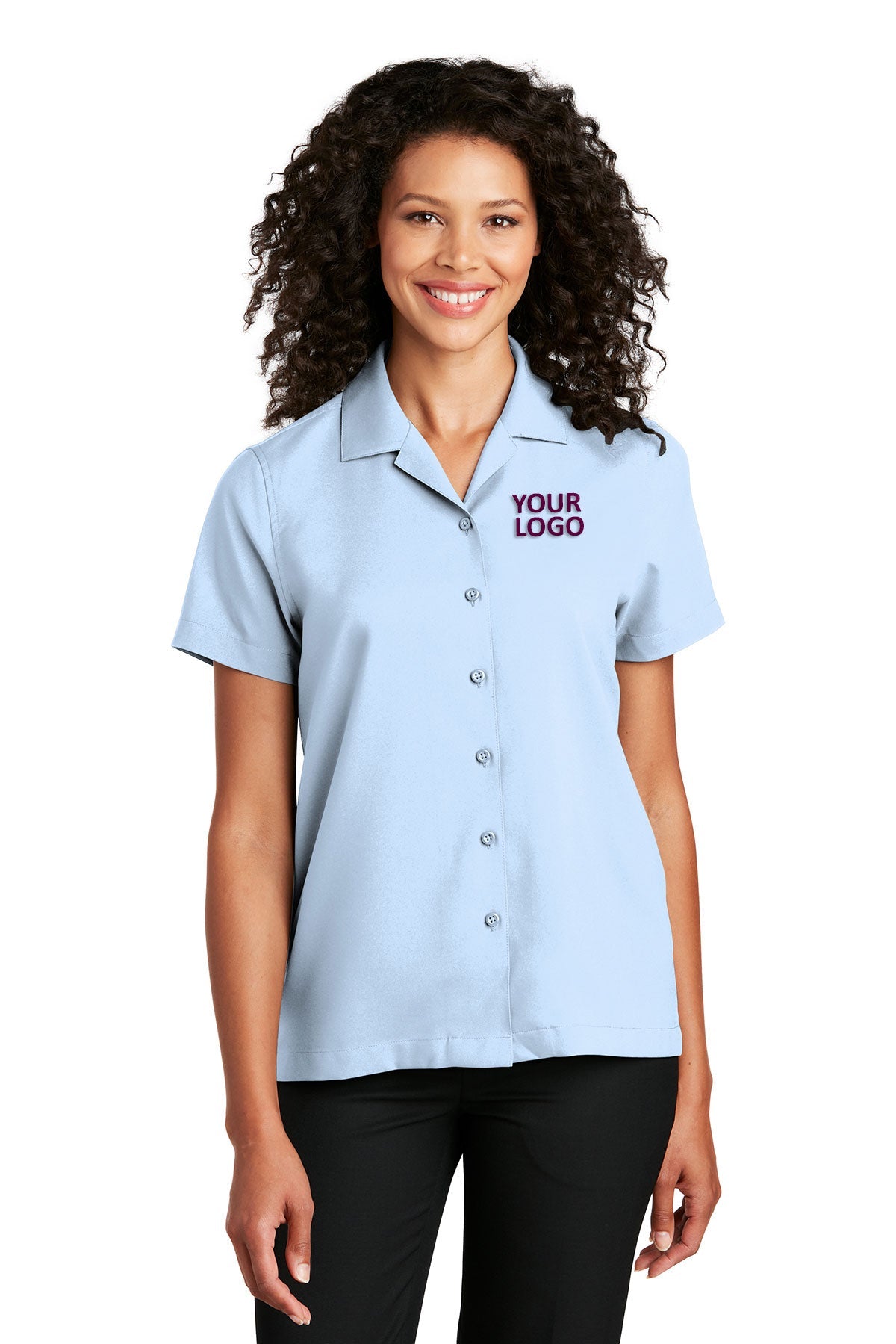 Port Authority Ladies Short Sleeve Custom Performance Shirts, Cloud Blue