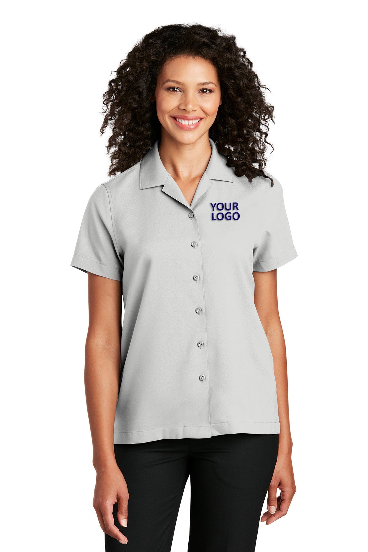 Port Authority Ladies Short Sleeve Custom Performance Shirts, Silver