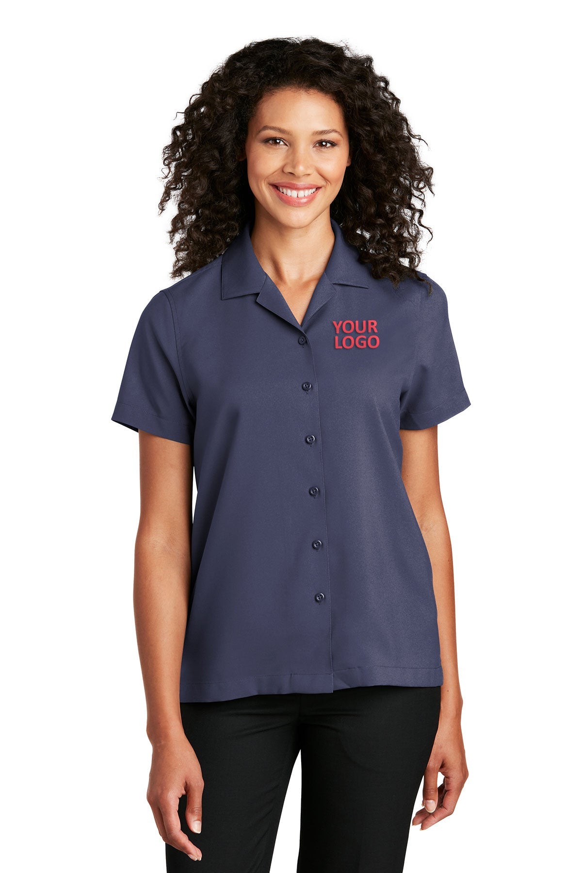 Port Authority True Navy LW400 custom embroidered shirts