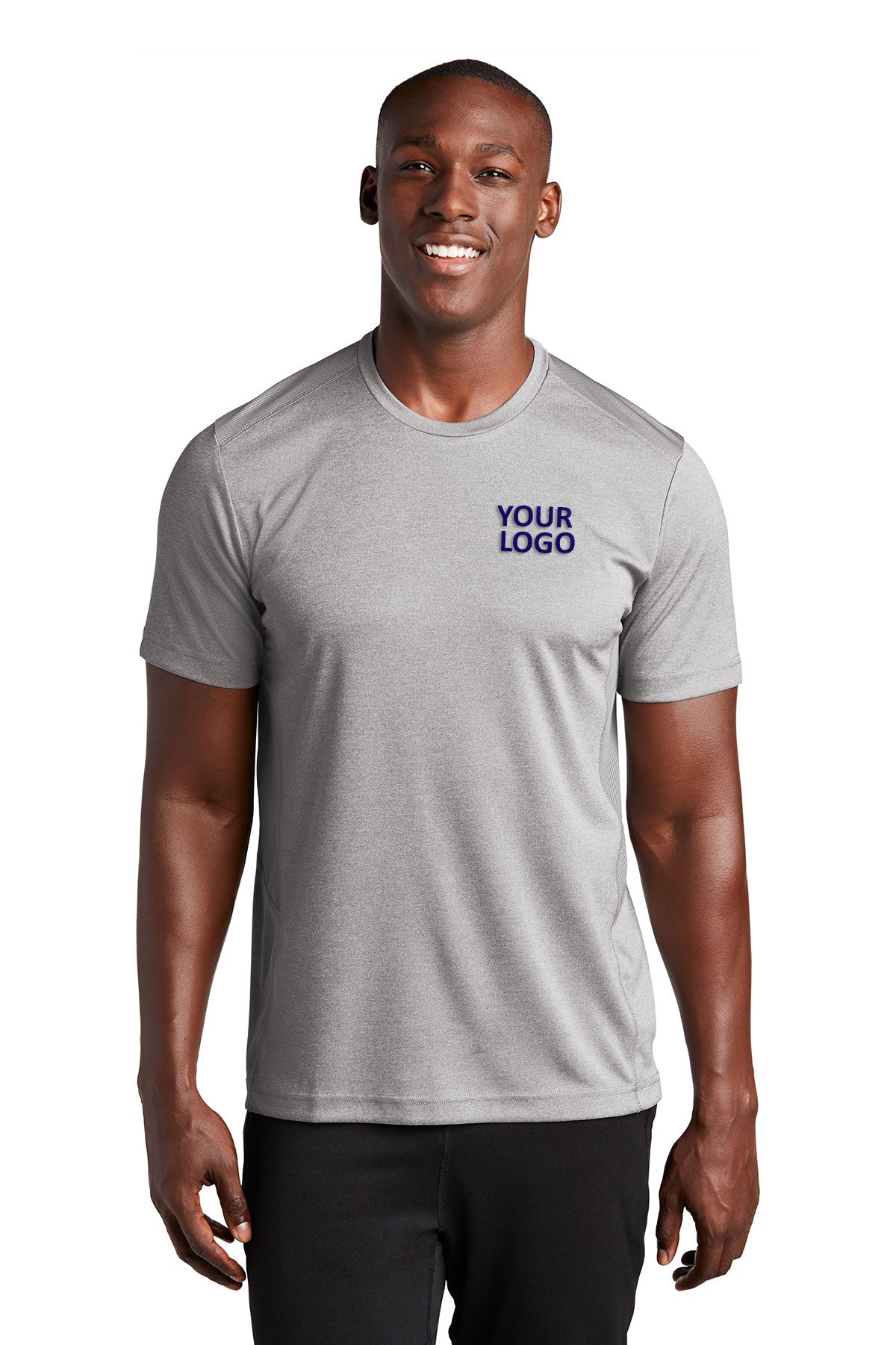 sport-tek endeavor tee st465 light greyheather/ light grey