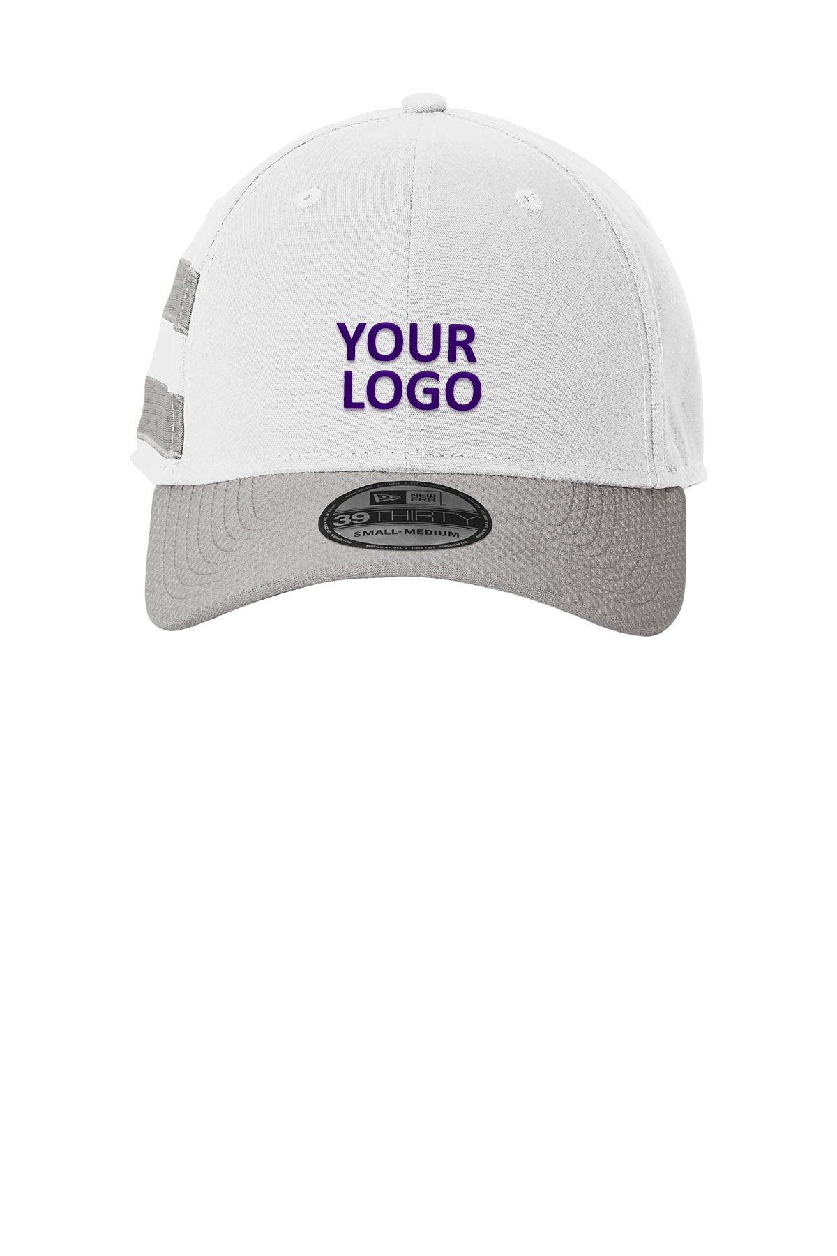 New Era Stretch Cotton Striped Custom Caps, White Grey