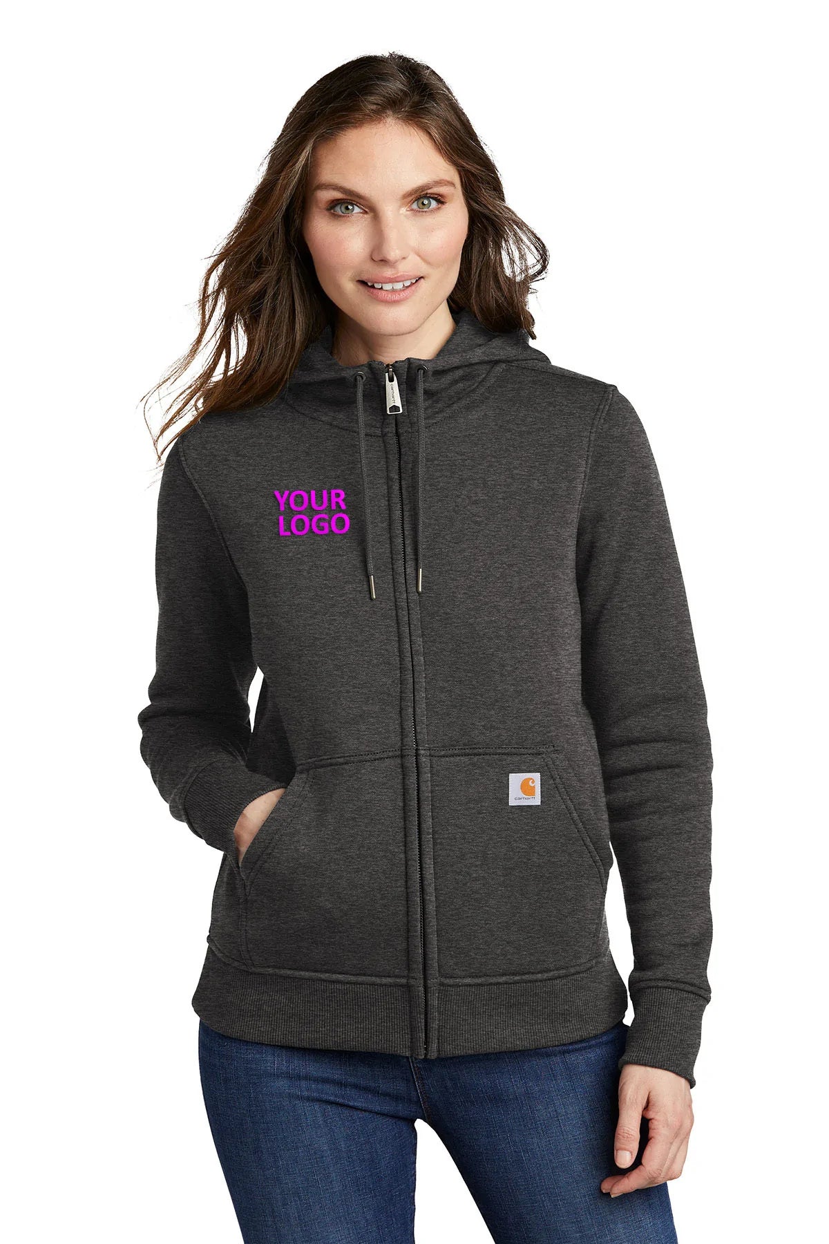 Carhartt Womens Clarksburg Full-Zip Custom Hoodies, Carbon Heather [Black's Valley AG]