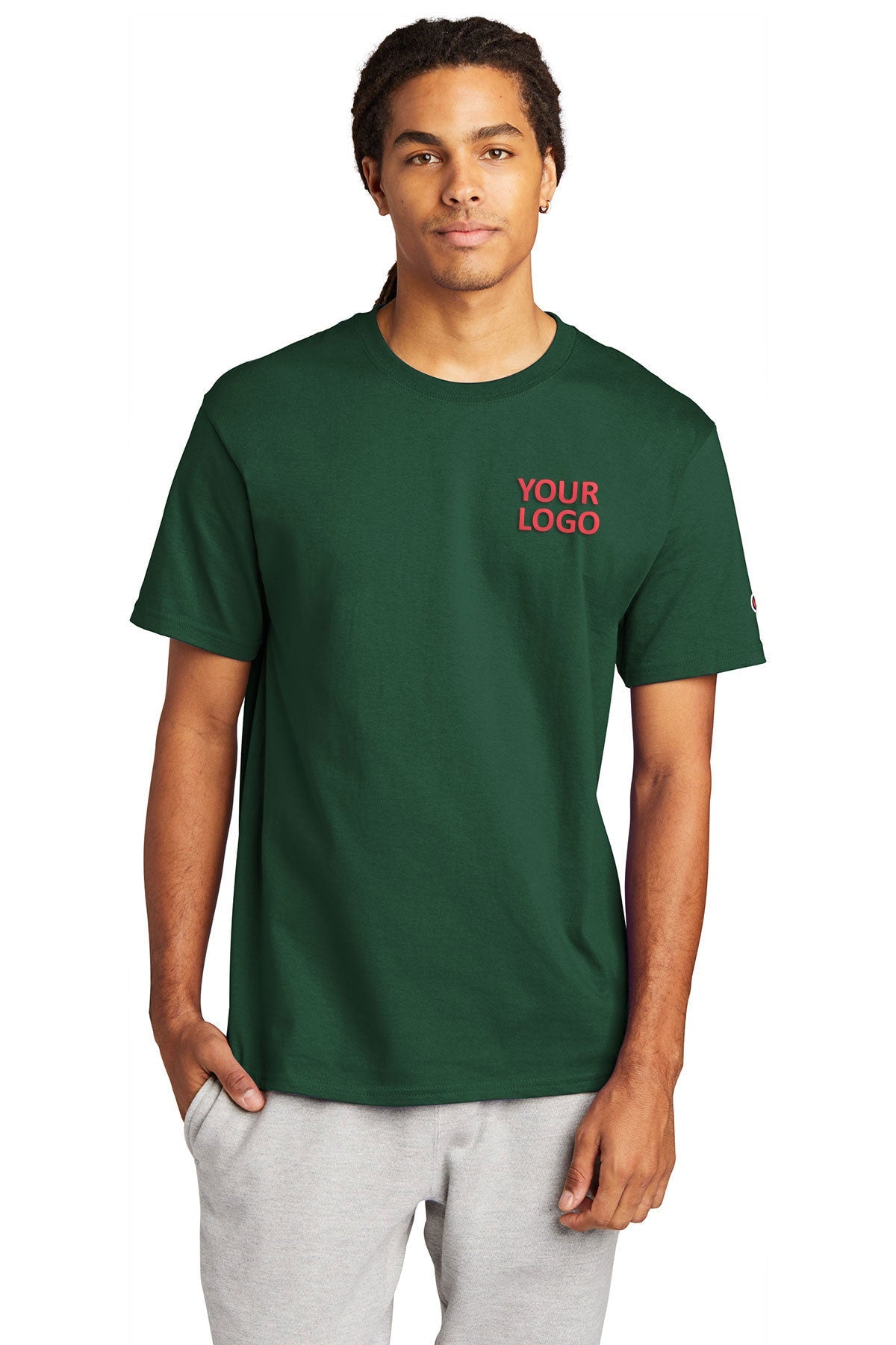 champion heritage jersey tee t425 s dark green